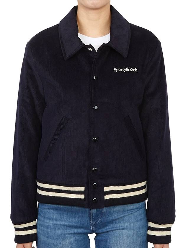 Wellness Corduroy Bomber Jacket Navy - SPORTY & RICH - BALAAN 3