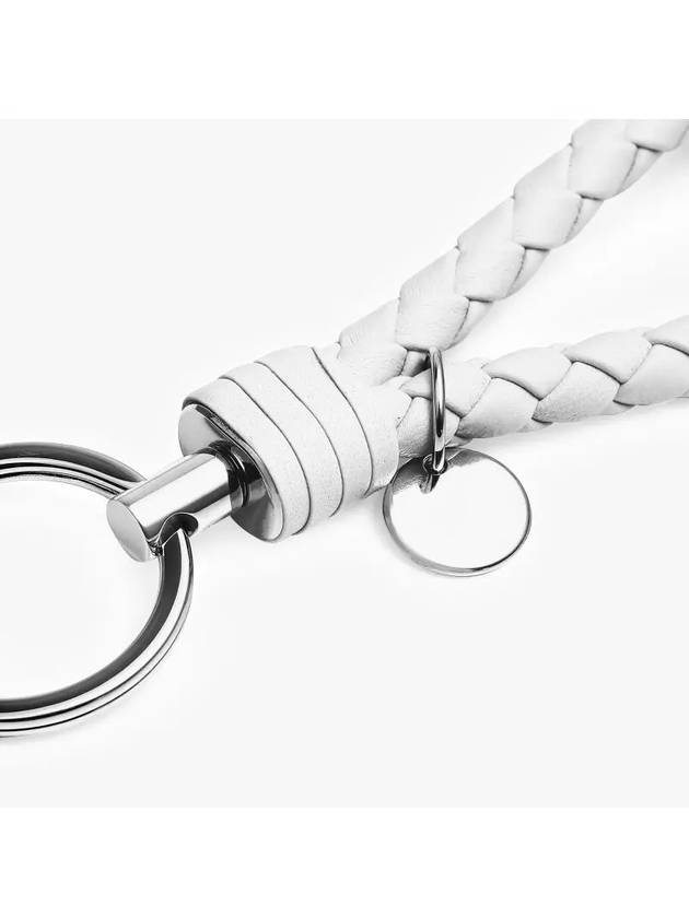 Intrecciato Leather Key Holder White - BOTTEGA VENETA - BALAAN 4