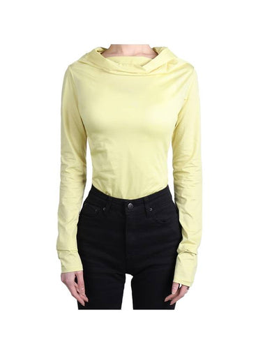 Women's Off The Shoulder Long Sleeve T-Shirt Yellow Cream - LEMAIRE - BALAAN 1