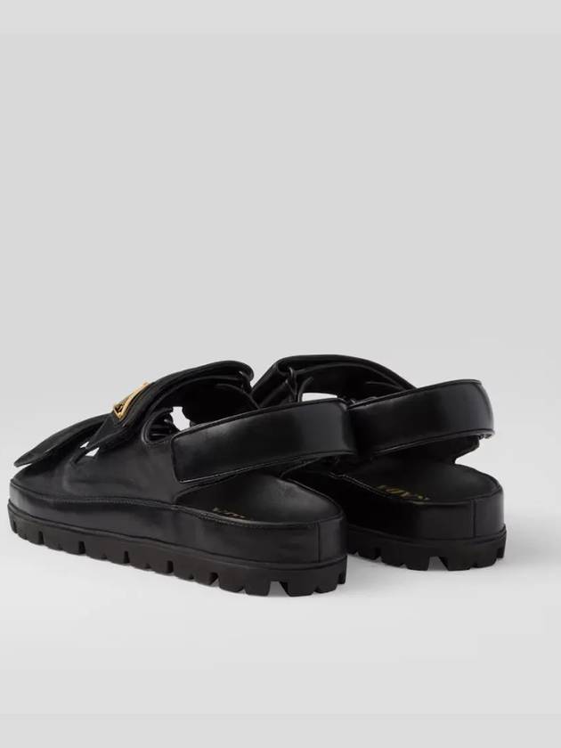 Flat Nappa Leather Sandals Black - PRADA - BALAAN 5