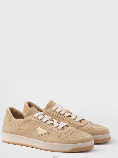 Downtown Delave Suede Low-Top Sneakers Ecru - PRADA - BALAAN 2