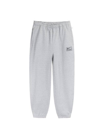 Stussy NRG Stone Wash Fleece Track Pants Dark Gray Heather - NIKE - BALAAN 1