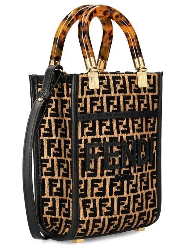 Sunshine FF Motif Small Tote Bag Black Beige - FENDI - BALAAN 4