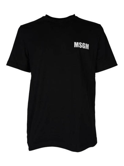 Back Logo Print Cotton Short Sleeve T-Shirt Black - MSGM - BALAAN 2