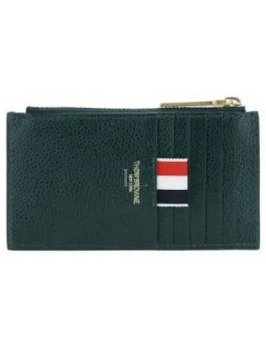 4 Bar Stripe Zipper Card Wallet Green - THOM BROWNE - BALAAN 2
