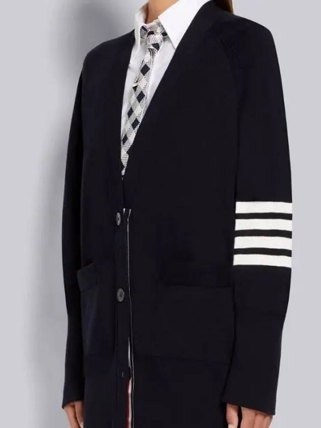 Stitched Cotton 4 Bar Cardigan Navy - THOM BROWNE - BALAAN 3