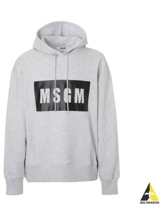 Box Logo Print Cotton Hoodie Grey - MSGM - BALAAN 2