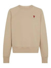 Cotton Heart Logo Sweatshirt Champagne - AMI - BALAAN 2