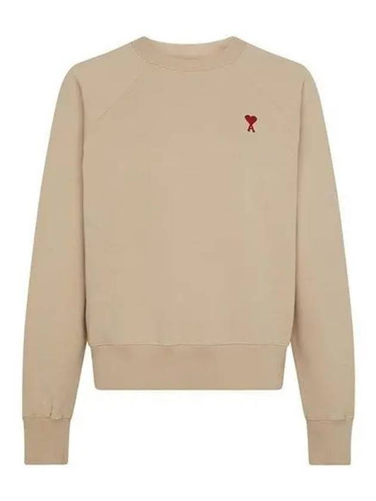 Cotton Heart Logo Sweatshirt Champagne - AMI - BALAAN 2