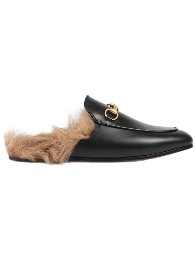 2015 Re-edition Princetown Fur Slippers Mule Black - GUCCI - BALAAN.