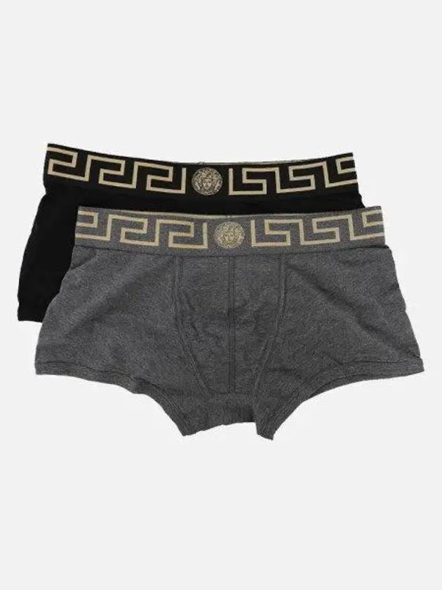 Men's Greca Border Draws 2 Pack Briefs Black Grey - VERSACE - BALAAN 2