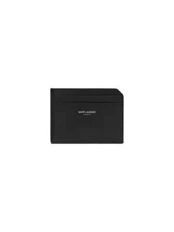 Paris Open Smooth Leather Card Wallet Black - SAINT LAURENT - BALAAN 1