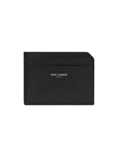 Paris Open Smooth Leather Card Wallet Black - SAINT LAURENT - BALAAN 1