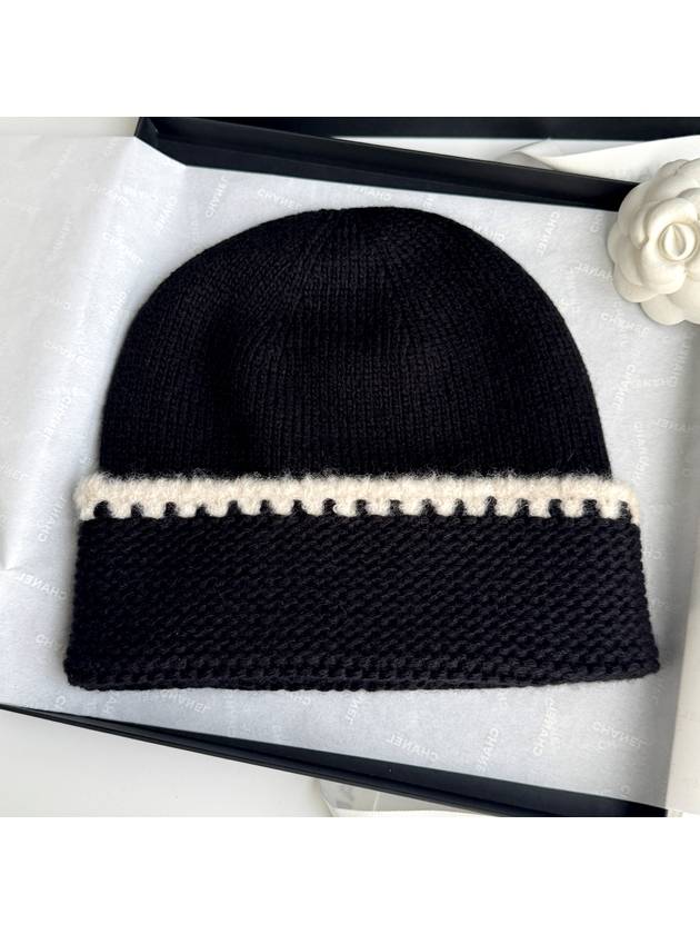 Cashmere Beanie Black White - CHANEL - BALAAN 8