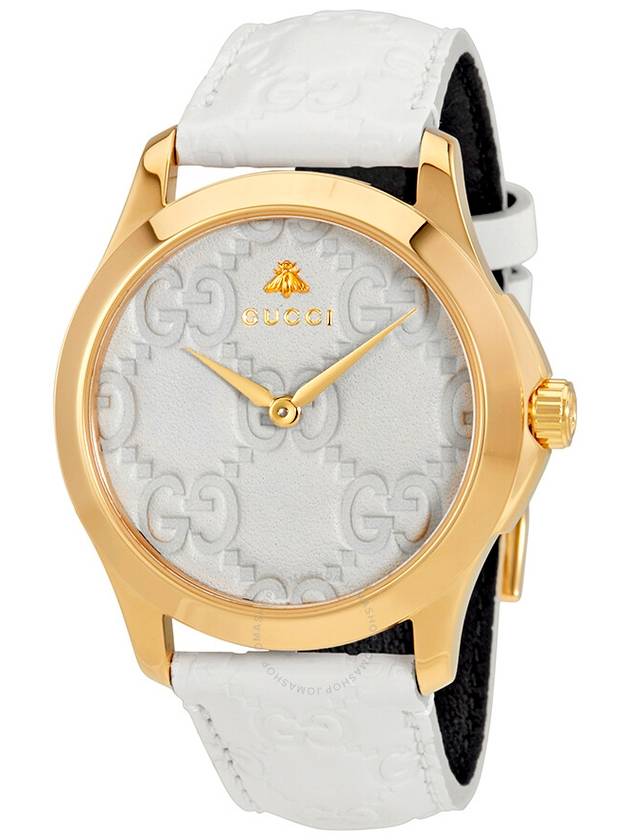 G Timeless Leather Watch White - GUCCI - BALAAN 2