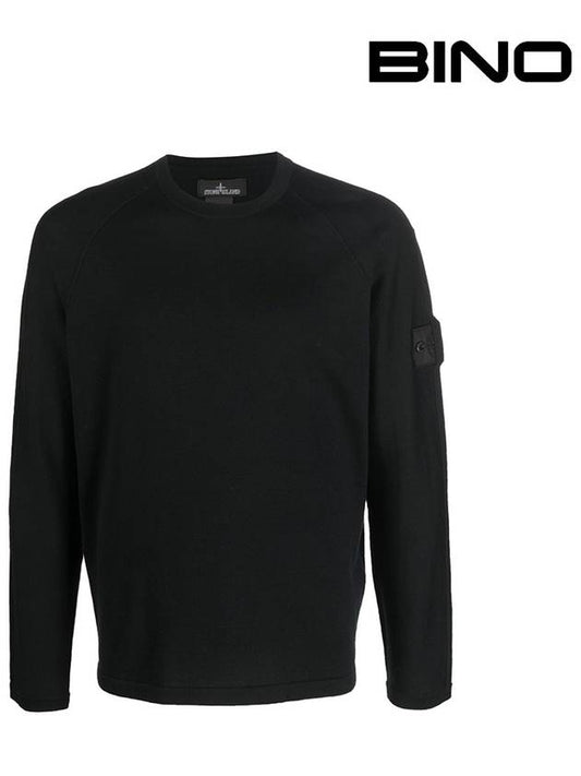 Wappen Patch Crew Neck Knit Top Black - STONE ISLAND - BALAAN 2