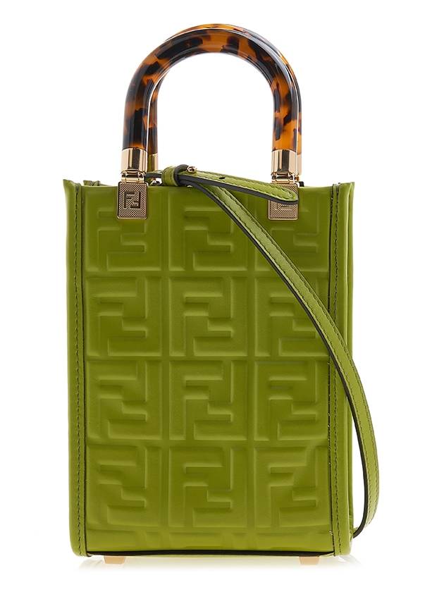 Mini Sunshine FF Embossed Leather Cross Bag Green - FENDI - BALAAN 2