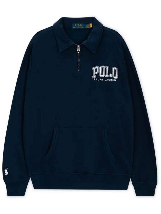 Men s Logo Fleece Collar Navy Sweatshirt 710952038 001 - POLO RALPH LAUREN - BALAAN 2