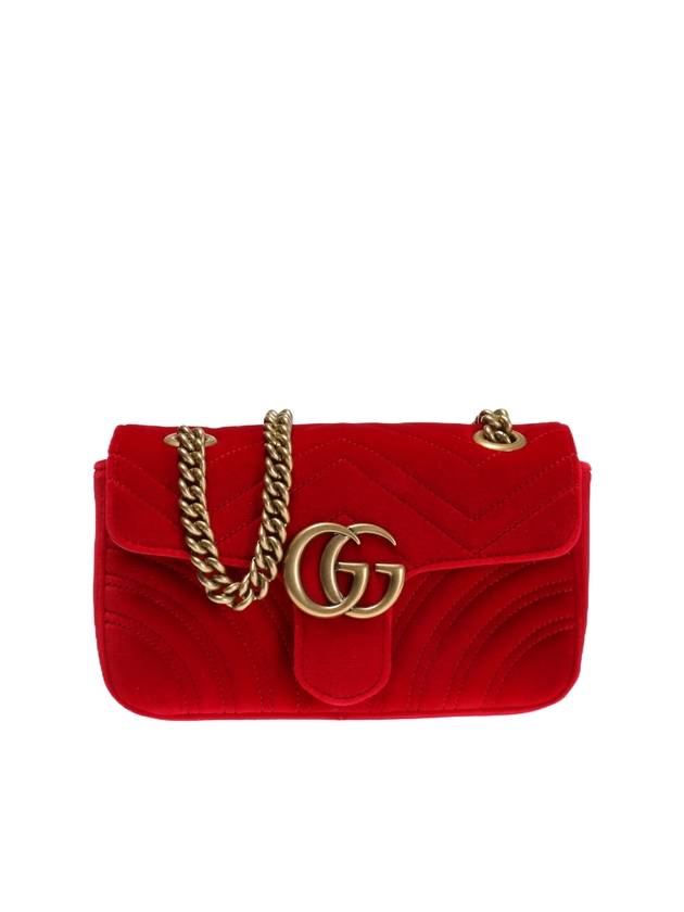 GG Marmont Velvet Small Shoulder Bag Red - GUCCI - BALAAN 1