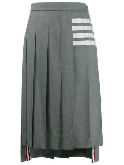 4 Bar Logo Plain Weave Wool Pleated Skirt Grey - THOM BROWNE - BALAAN 2