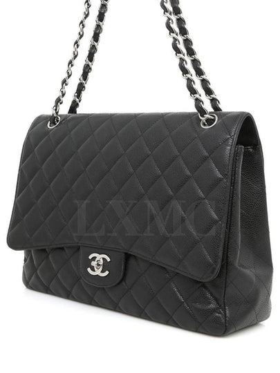 Classic Caviar Maxi Black Silver Chain Flap Bag A47600 - CHANEL - BALAAN 2