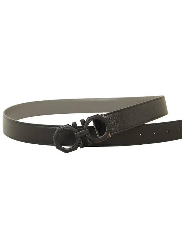 Reversible Gancini Leather Belt Black - SALVATORE FERRAGAMO - BALAAN 4