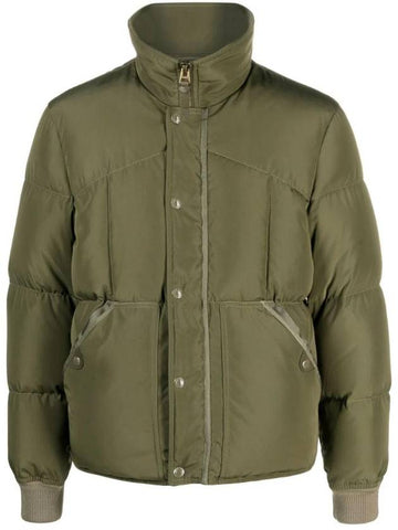 Nylon Funnel High Neck Padding Down Jacket Green - TOM FORD - BALAAN 1