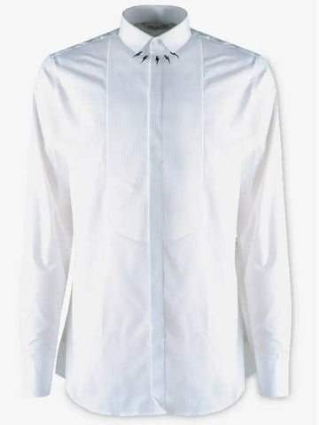 Men's Thunder Print Long Sleeve Shirt White - NEIL BARRETT - BALAAN 1