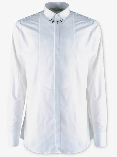 Men's Thunder Print Long Sleeve Shirt White - NEIL BARRETT - BALAAN 1