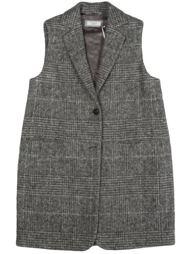 S03161 Gray Check Long Vest - PESERICO - BALAAN 1