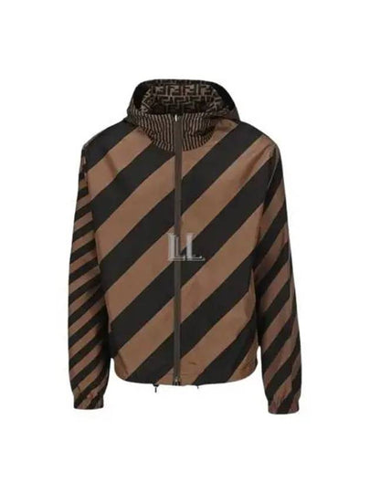 Men's Logo Reversible Windbreaker Brown Black - FENDI - BALAAN 2