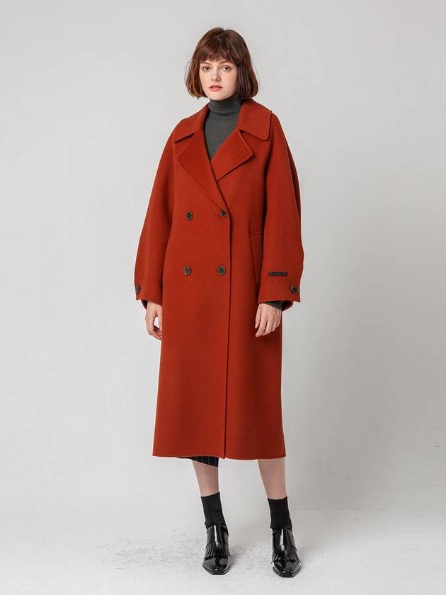 VOLUME SLEEVE WOOL DOUBLE COATBRICK - PAGE STUDIO - BALAAN 1