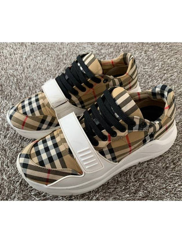 Check Velcro Cotton Canvas Sneakers 6 5 255 - BURBERRY - BALAAN 1