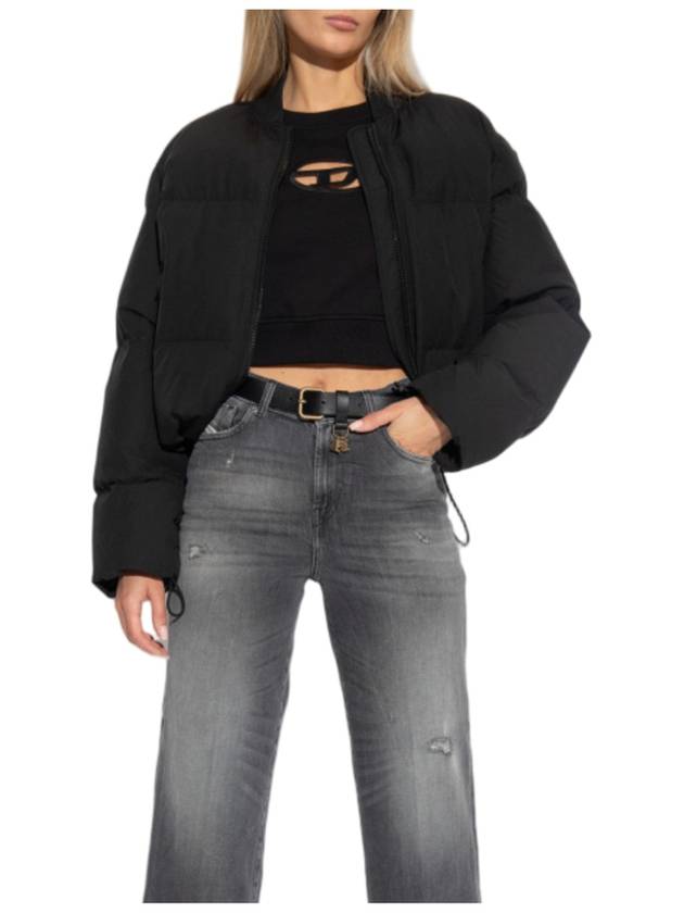 F Slimmy Cutout Logo Crop Sweatshirt Black - DIESEL - BALAAN 7