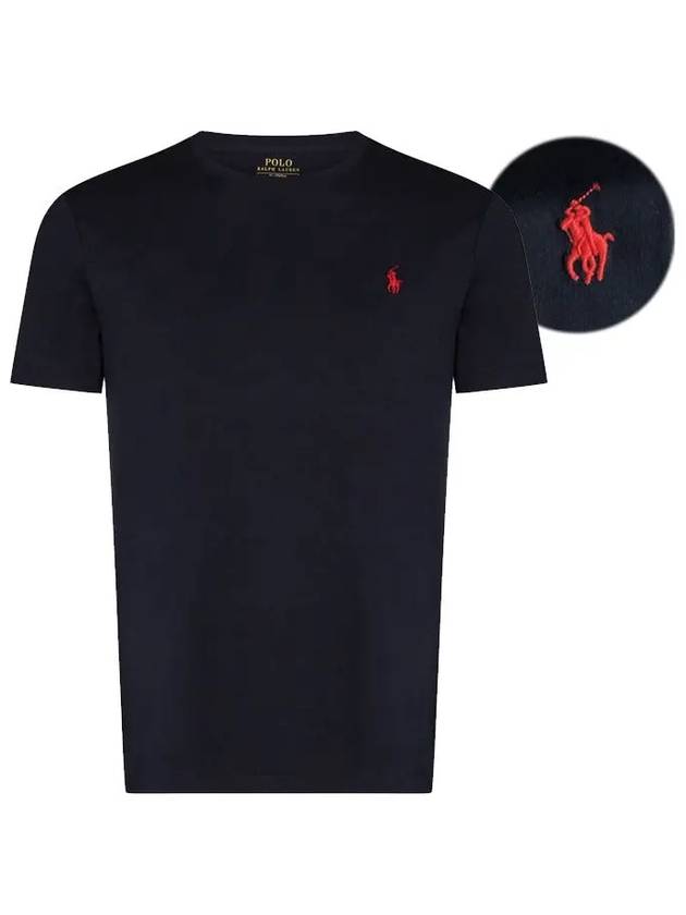 Men's Embroidered Pony Short Sleeve T-Shirt Navy - POLO RALPH LAUREN - BALAAN 2