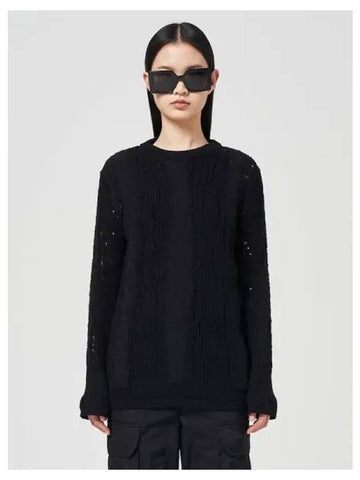 Low gauge damage see through pullover knit black domestic product GM0023112442197 - JUUN.J - BALAAN 1