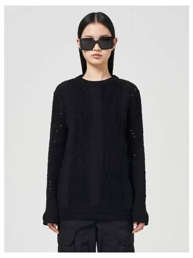 Low gauge damage see through pullover knit black domestic product GM0023112442197 - JUUN.J - BALAAN 1