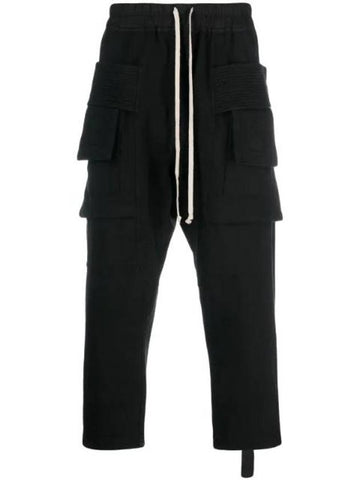 Drawstring Cropped Cargo Cotton Baggy Pants Black - RICK OWENS - BALAAN 1