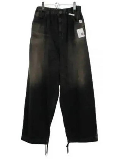 24 J12PT022 BLACK Denim Wide Pants - MIHARA YASUHIRO - BALAAN 1