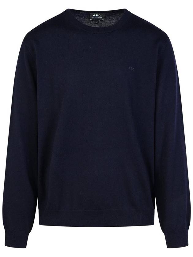 Embroidery Logo Wool Knit Top Navy - A.P.C. - BALAAN 2