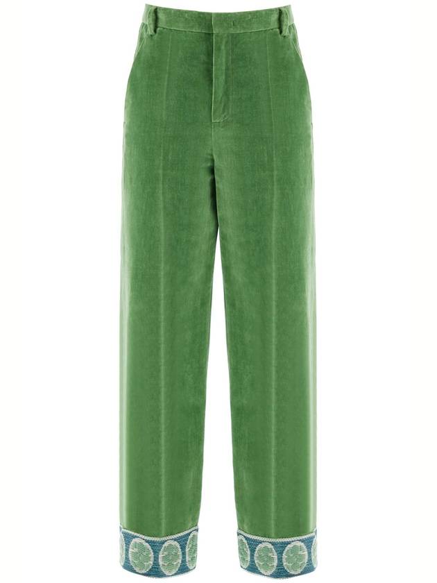 velvet pants with jacquard border - VALENTINO - BALAAN 1