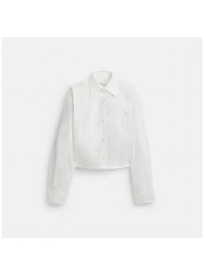 Cropped Button Up Long Sleeve Shirt White - COACH - BALAAN 2