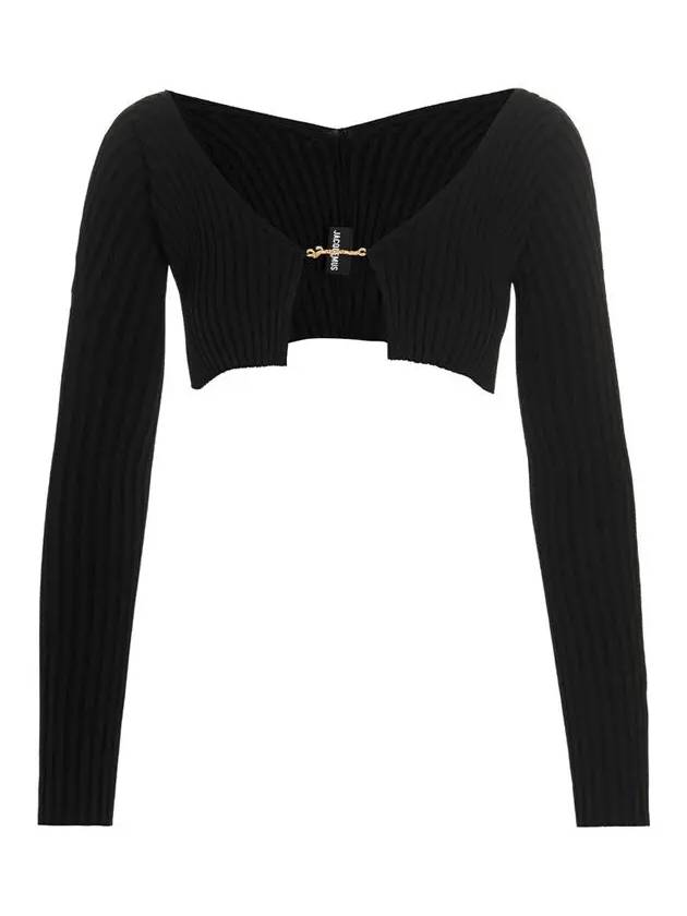 La Maille Pralu Micro Charm Logo Cardigan Black - JACQUEMUS - BALAAN 2