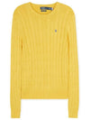 Embroidered Logo Pony Cable Knit Top Yellow - POLO RALPH LAUREN - BALAAN 2