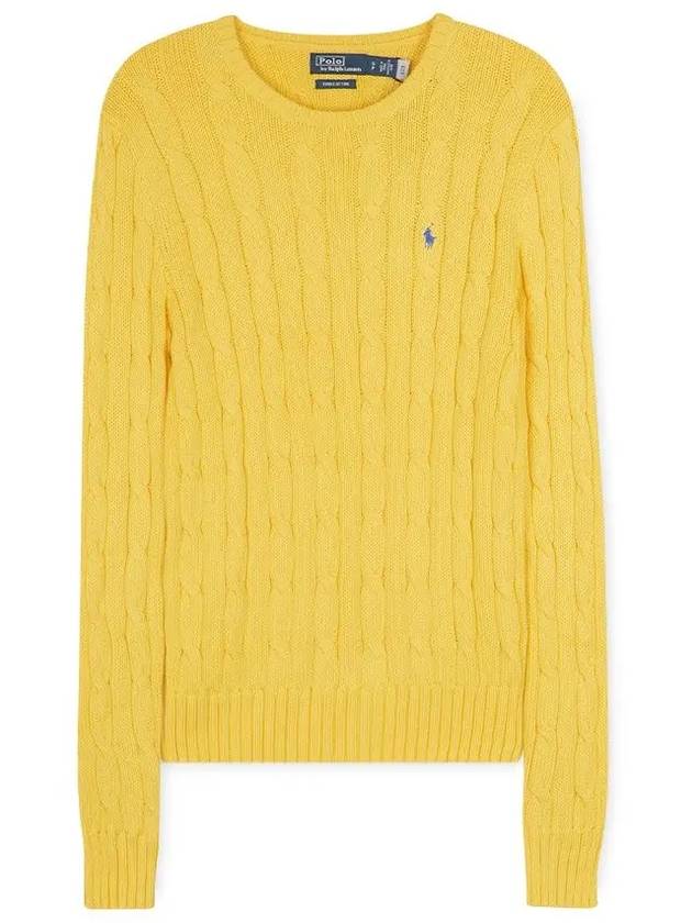 Embroidered Logo Pony Cable Knit Top Yellow - POLO RALPH LAUREN - BALAAN 2