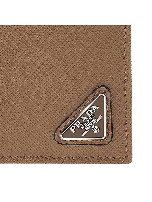 Saffiano Triangular Logo Flap Card Wallet Caramel - PRADA - BALAAN 7