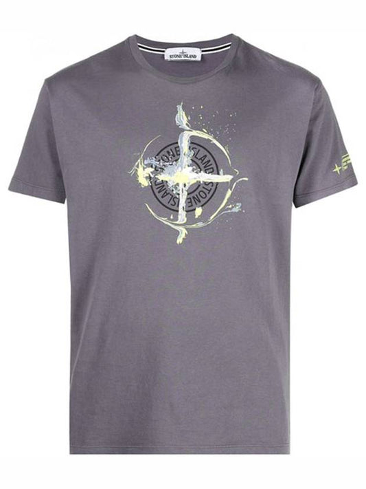 Marble One Logo Print Short Sleeve T-Shirt Dark Grey - STONE ISLAND - BALAAN 2