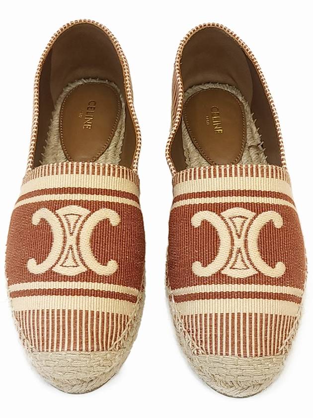 Women s Les Espadrilles Flat Shoes Jacquard Canvas Rust Beige 3583223 57C 18RS - CELINE - BALAAN 3