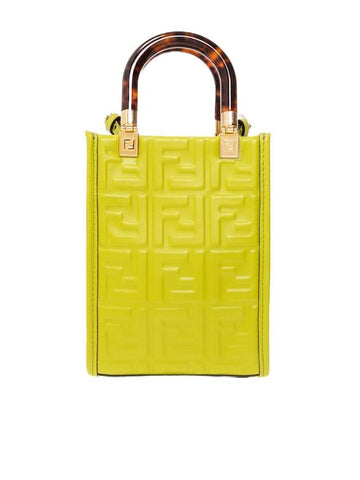 Sunshine Embossed Logo Leather Mini Cross Bag Green - FENDI - BALAAN 1