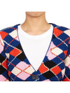 Women's V-neck Graphic Cotton Cardigan Sodalite Blue - GANNI - BALAAN 9